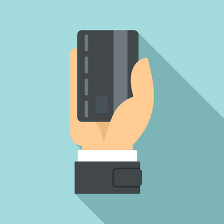 Hand take credit card icon, flat styleの写真素材