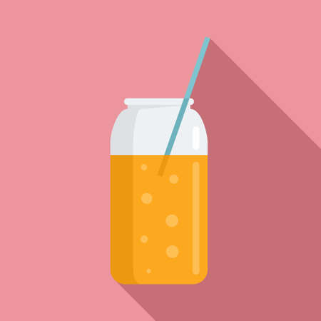 Orange juice smoothie icon, flat styleの写真素材