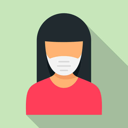Woman protect mask icon, flat styleの写真素材