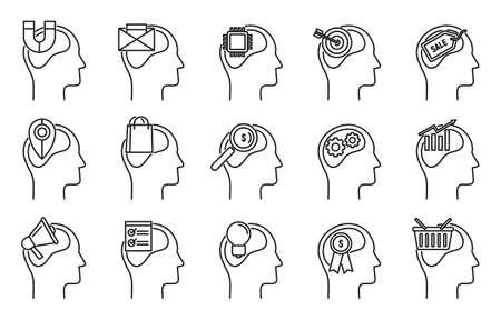 Emotional neuromarketing icons set, outline styleの写真素材