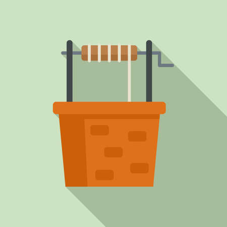 Ancient water well icon, flat styleの写真素材