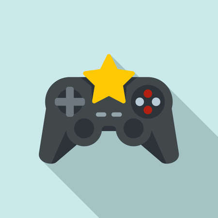 Star video game joystick icon, flat style