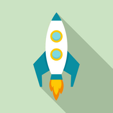 Video game rocket icon, flat styleの写真素材