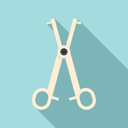 Piercing scissors icon, flat styleの写真素材