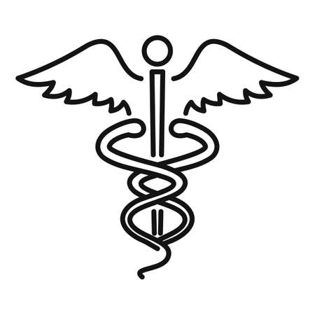 Snakes wings stick icon, outline styleの写真素材