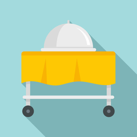 Room service cart tray icon, flat styleのイラスト素材
