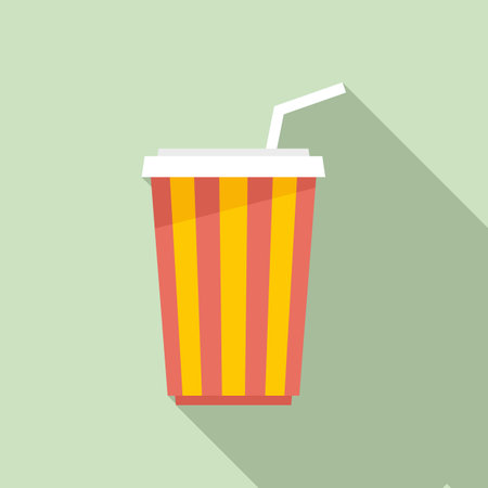 Cinema soda drink cup icon, flat styleのイラスト素材
