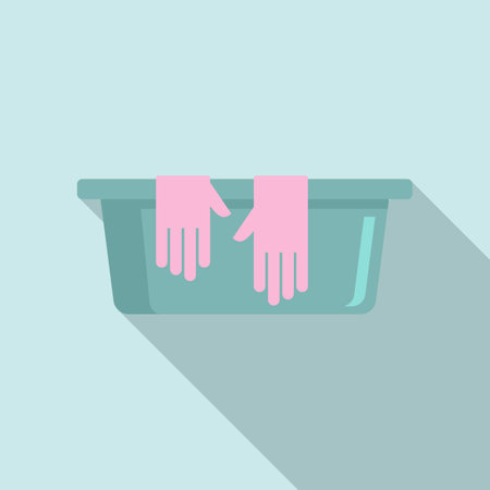 Cleaning basin gloves icon, flat styleのイラスト素材