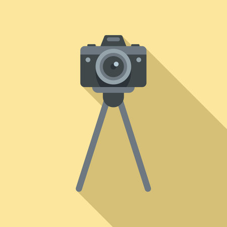 Camera on stand icon, flat styleのイラスト素材