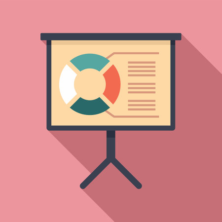 Manager pie chart board icon, flat styleのイラスト素材