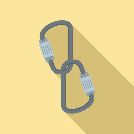Industrial climber carabines icon, flat styleのイラスト素材