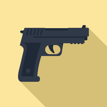 Policeman pistol icon, flat styleのイラスト素材
