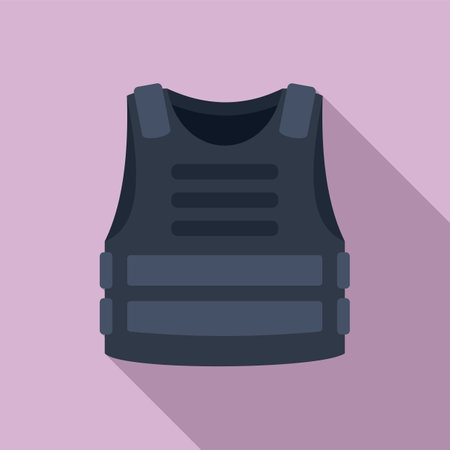 Policeman bulletproof icon, flat styleのイラスト素材