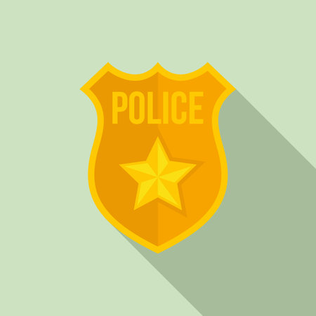 Police gold shield icon, flat styleのイラスト素材