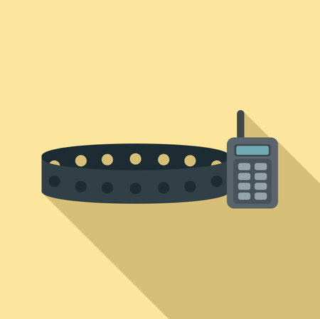 Dog gps belt icon, flat styleのイラスト素材