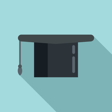 Life skills graduation hat icon, flat styleのイラスト素材