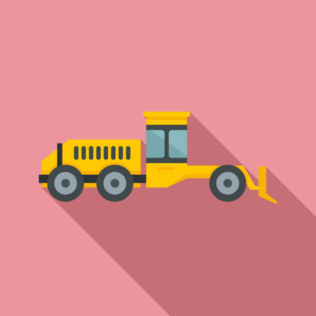 Grader machine hydraulic icon, flat styleのイラスト素材