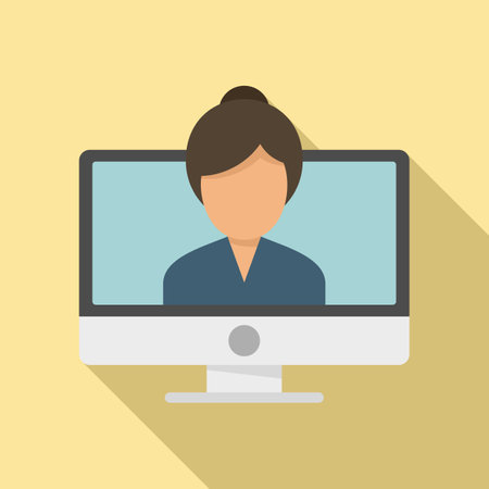 Study language online icon, flat styleのイラスト素材