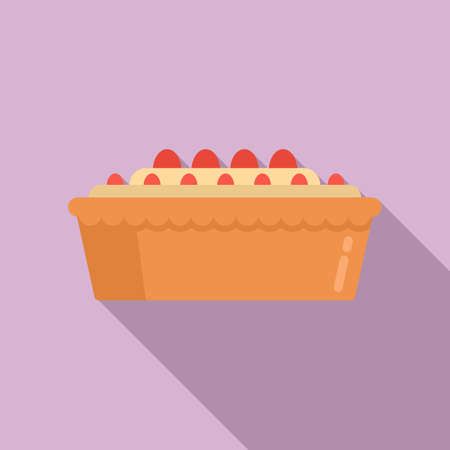 Cream strawberry cake icon, flat styleのイラスト素材