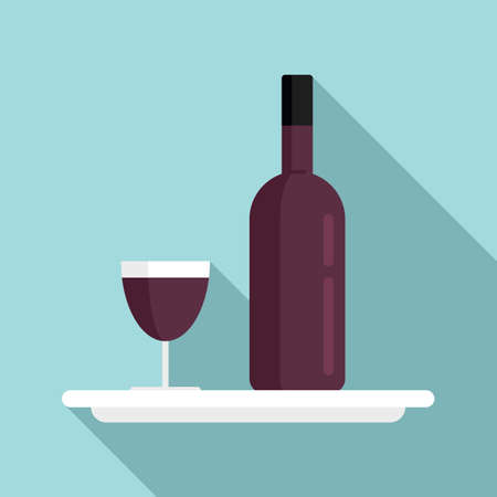 Sommelier wine bottle tray icon, flat styleのイラスト素材