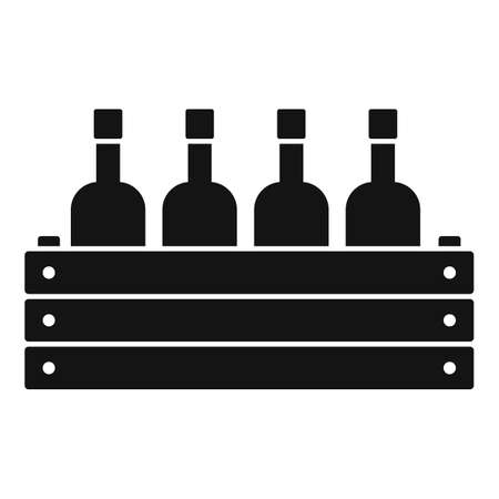 Wood box wine bottle icon, simple styleのイラスト素材
