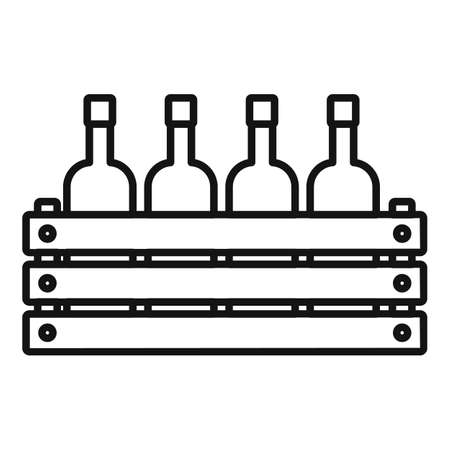 Wood box wine bottle icon, outline styleのイラスト素材