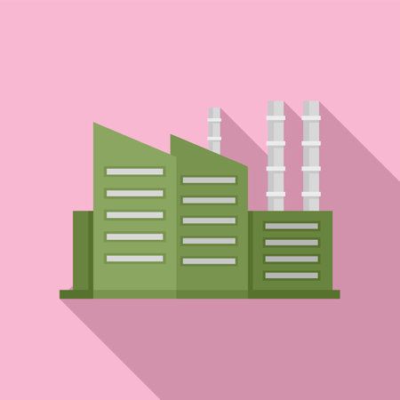 Eco recycle factory icon, flat styleのイラスト素材