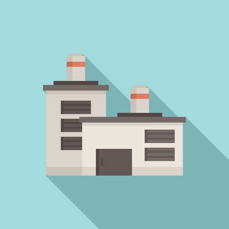 Industry recycle factory icon, flat styleのイラスト素材
