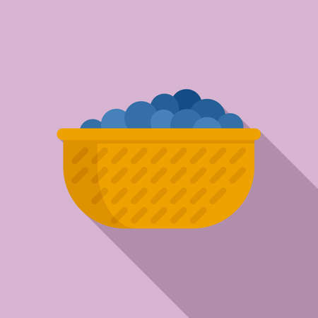 Garden grapes basket icon, flat styleのイラスト素材