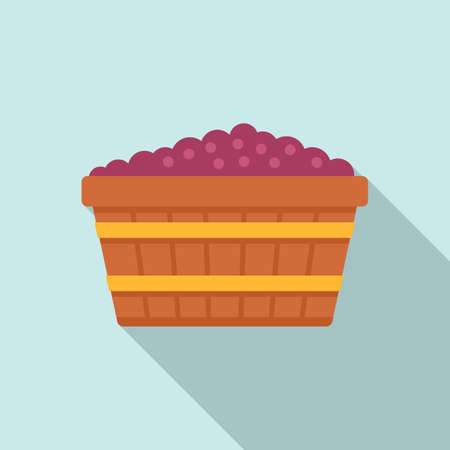 Wood grapes pot icon, flat styleのイラスト素材