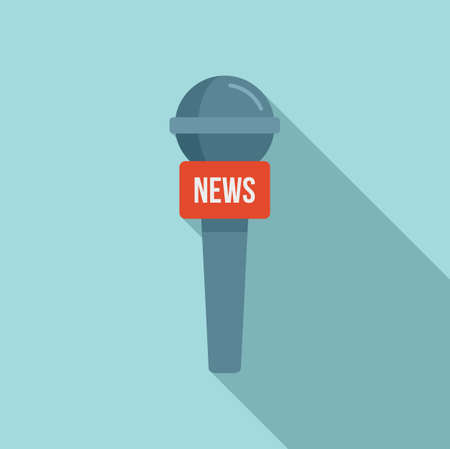Tv news microphone icon, flat styleのイラスト素材
