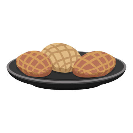 Plate of food icon, cartoon styleのイラスト素材