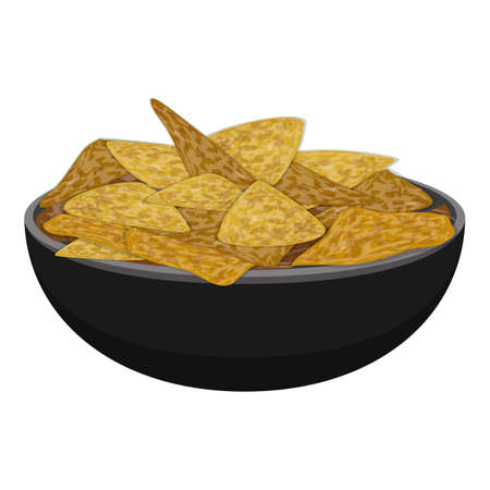 Plate of nachos icon, cartoon styleのイラスト素材