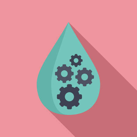 Water drop nanotechnology icon, flat styleのイラスト素材