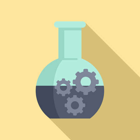 Chemical flask nanotechnology icon, flat styleのイラスト素材