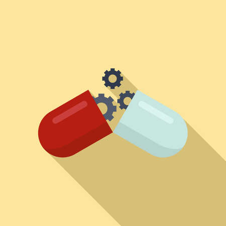 Nanotechnology capsule icon, flat styleのイラスト素材
