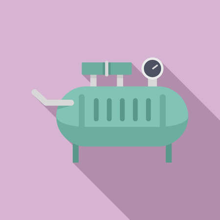 Construction air compressor icon, flat styleのイラスト素材