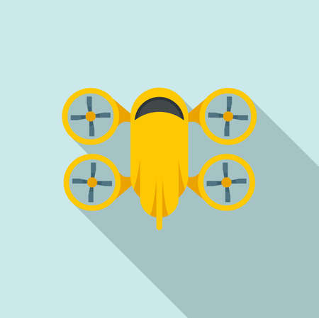 Drone air vehicle icon, flat styleのイラスト素材
