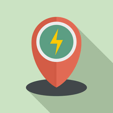 Charge station location icon, flat styleのイラスト素材