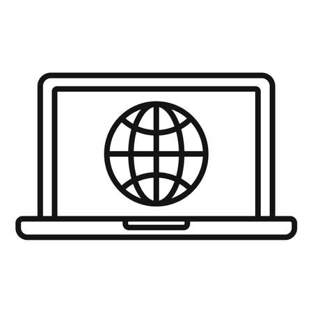 Laptop web network icon, outline styleのイラスト素材