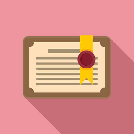 Attestation diploma icon, flat styleのイラスト素材