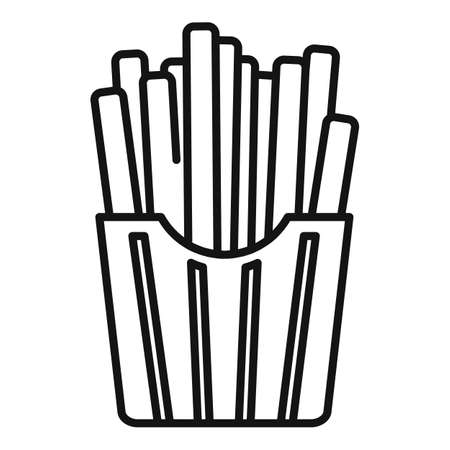 French fries box icon, outline styleのイラスト素材