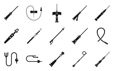 Catheter icons set, simple styleのイラスト素材