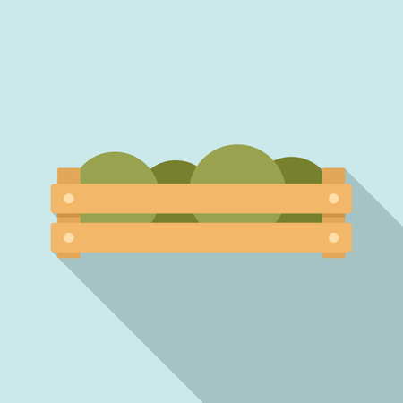 Fruits wood box icon, flat styleのイラスト素材