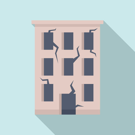 Destroyed building icon, flat styleのイラスト素材