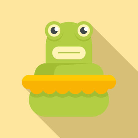Frog bath toy icon, flat styleのイラスト素材