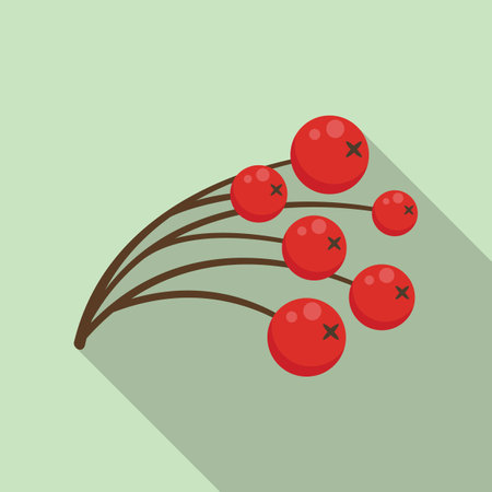 Rowan vitamin berry icon, flat styleのイラスト素材