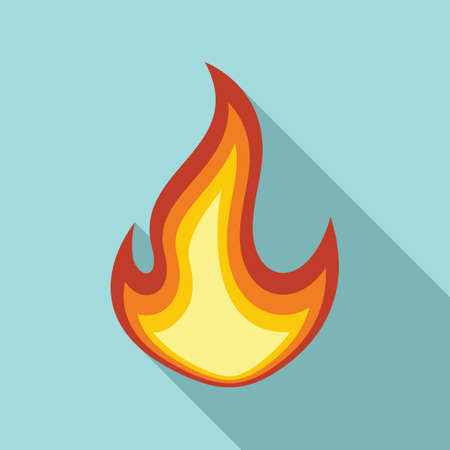 Fire flame red icon, flat styleのイラスト素材