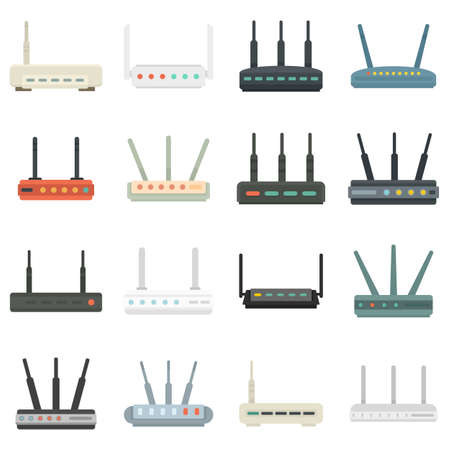 Router icons set flat vector isolatedのイラスト素材