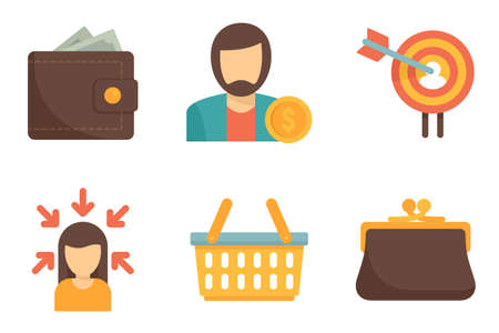 Buyer icons set flat vector isolatedのイラスト素材